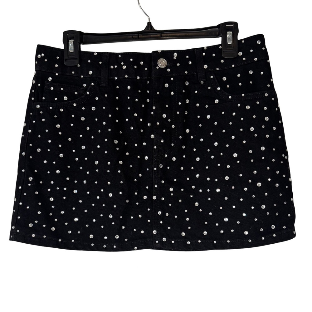 ASOS Studded Black Denim Mini Skirt